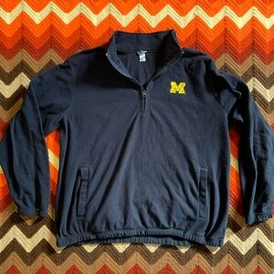 Michigan Navy Blue Quarter-Zip Pullover with Yellow Logo